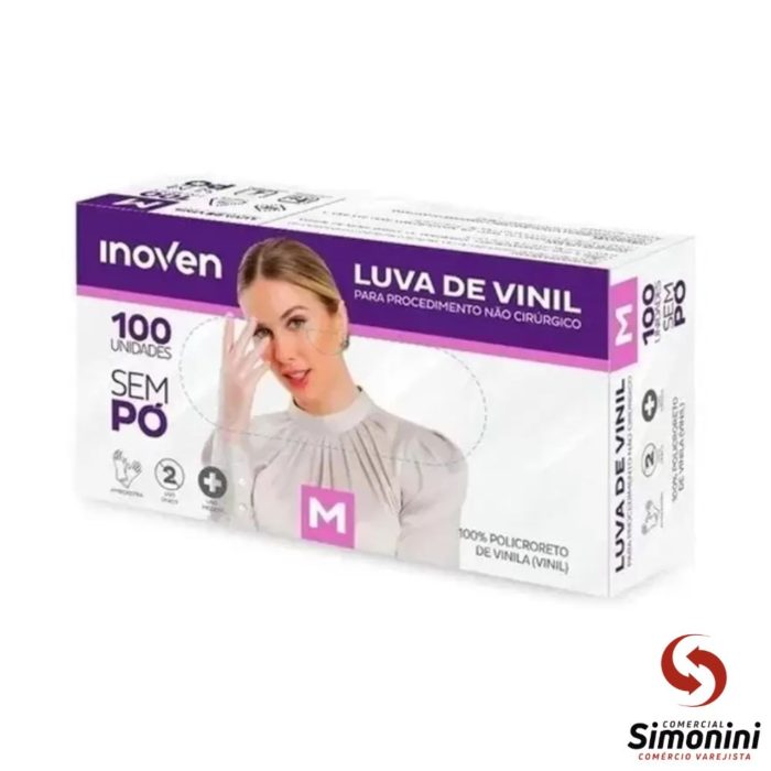 LUVA VINIL (M) SEM PÓ INOVEN/CLASSIC- 100UN