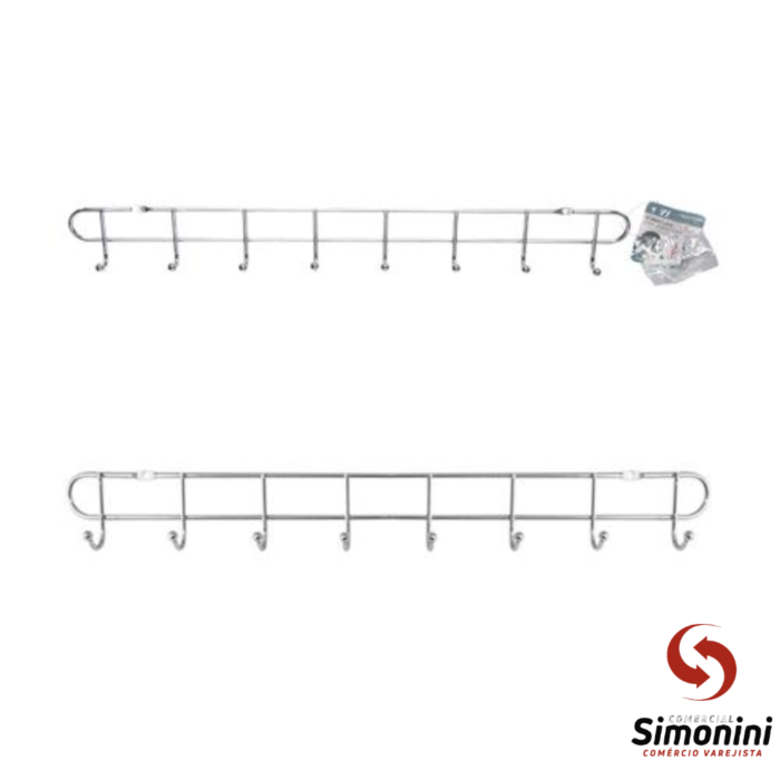 CABIDEIRO COM 8 GANCHOS CROMADO- WESTERN