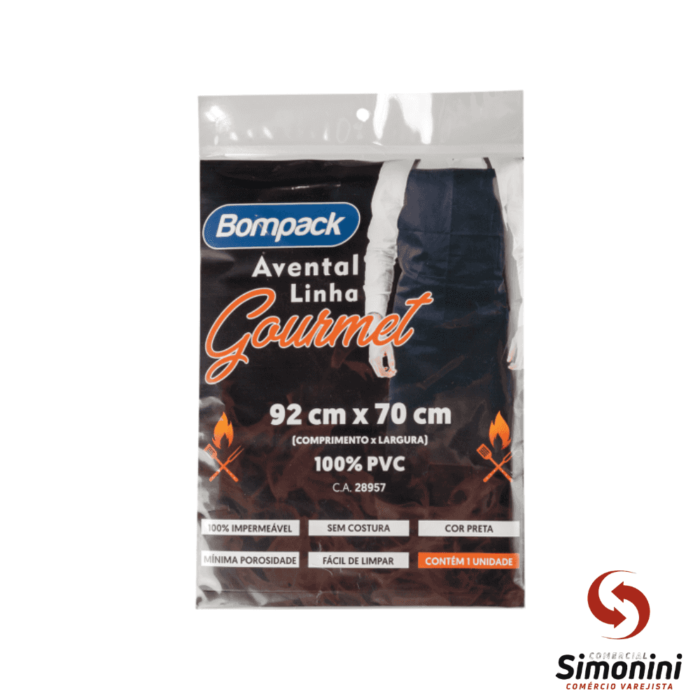 AVENTAL DE PVC GOURMET PRETO- BOMPACK