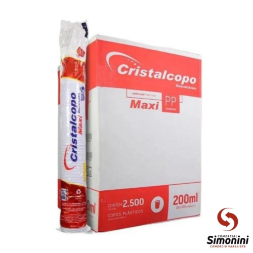 COPO PLÁSTICO 200ML PP TRANSPARENTE CRISTALCOPO- 25X100