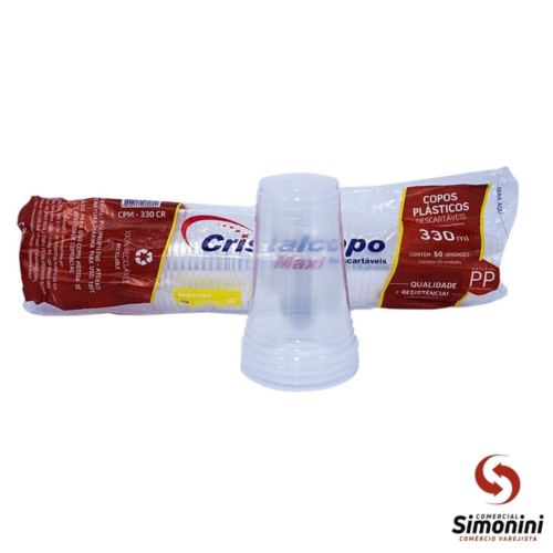 COPO PLÁSTICO 330ML PP TRANSPARENTE CRISTALCOPO- 20X50