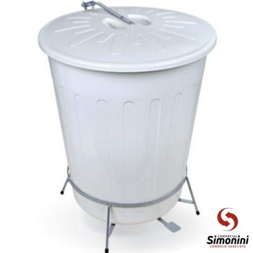 CESTO 60L COM PEDAL E ESTRUTURA BRANCO- JAGUAR