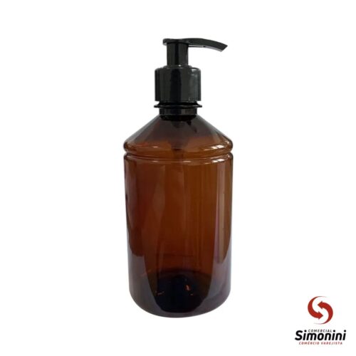 PET 500ML ÂMBAR COM TAMPA LOTION PUMP PRETA- DRX (#)