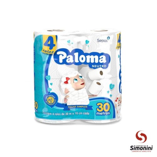 PAPEL HIGIÊNICO (16X4) FOLHA SIMPLES PALOMA- 16X4