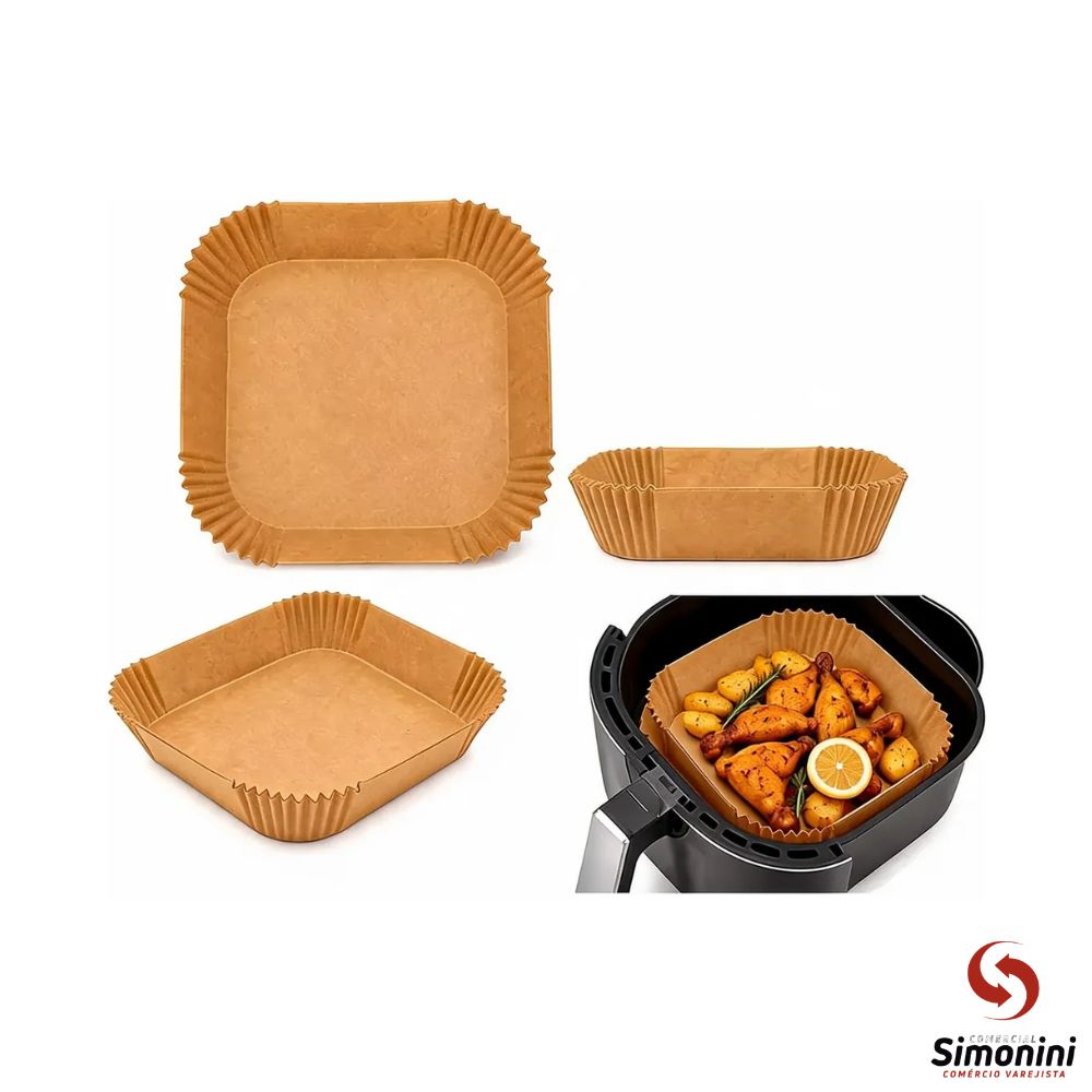 FORMA PAPEL AIRFRYER 16X4,5CM QUADRADA CASITA- 50UN